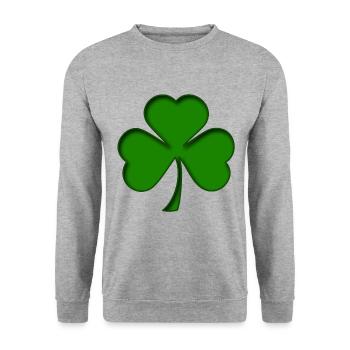 St Patrick - Trèfle - Shamrock 3D - Sweat-shirt Unisexe - gris chiné - Devant - Alina (178cm) & Michal (187cm)