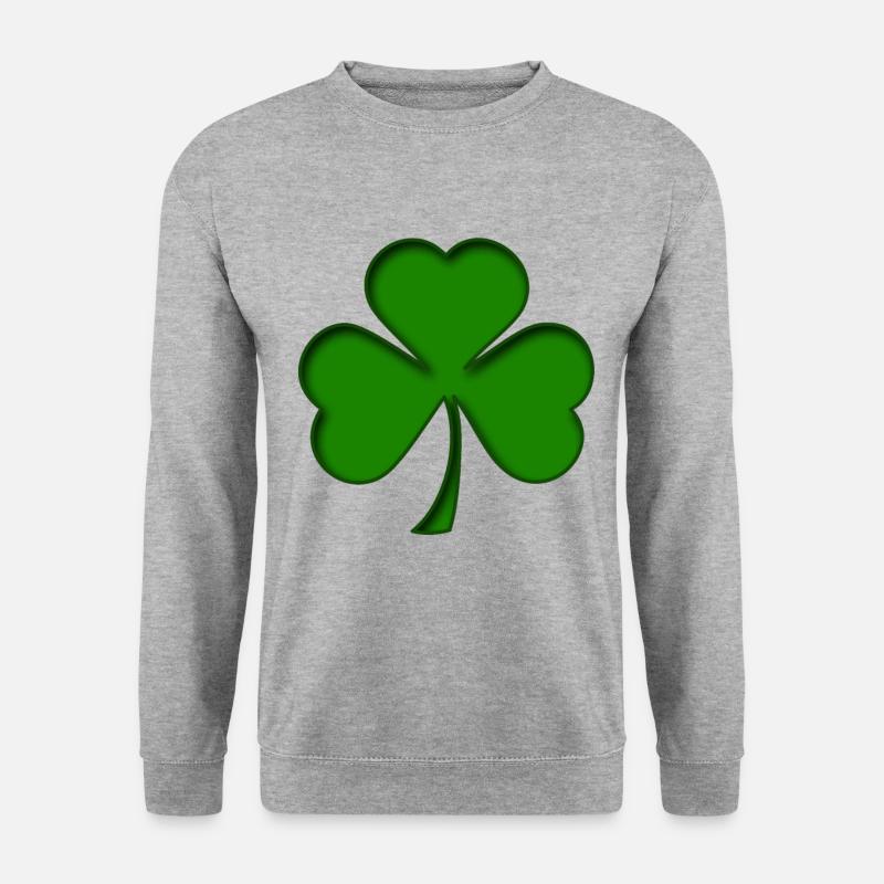 St Patrick - Trèfle - Shamrock 3D - Sweat-shirt Unisexe - gris chiné