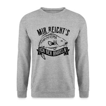 Mir reicht's ich geh angeln - Angler - Karpfen - Unisex Pullover - Weißgrau meliert - Vorne - Alina (178cm) & Michal (187cm)