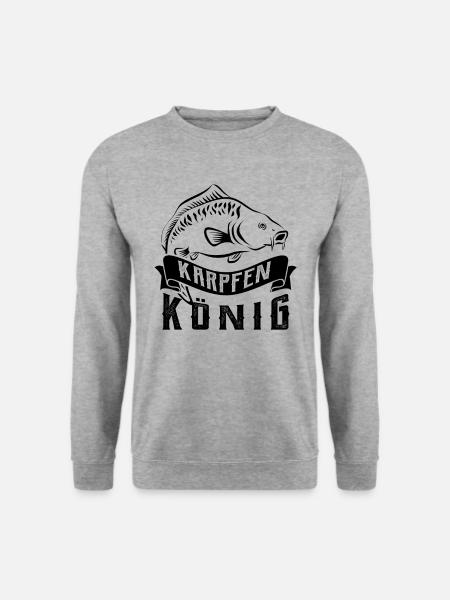 Karpfenkönig - Angler - angeln - Karpfen - Unisex Pullover - Weißgrau meliert