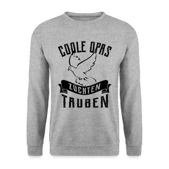 Coole Opas - Brieftauben Taubenzüchter - Unisex Pullover - Weißgrau meliert - Vorne - Alina (178cm) & Michal (187cm)