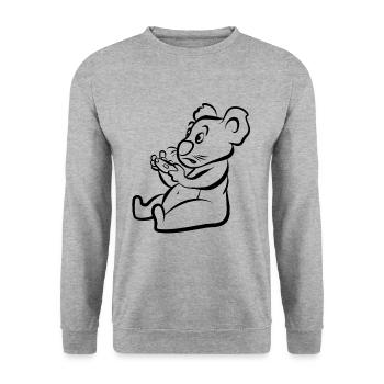 Koalified Gamer - Lustiger Cartoon Koala - Unisex Pullover - Weißgrau meliert - Vorne - Alina (178cm) & Michal (187cm)