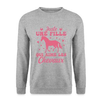 Juste Une Fille Qui Aime Les Cheveux ! - Sweat-shirt Unisexe - gris chiné - Devant - Alina (178cm) & Michal (187cm)