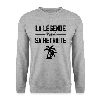 La Légende Prend Sa Retraite 🎉 Cadeau Retraité - Sweat-shirt Unisexe - gris chiné - Devant - Alina (178cm) & Michal (187cm)