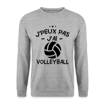 J'Peux Pas ! J'Ai Volleyball 🏐 - Sweat-shirt Unisexe - gris chiné - Devant - Alina (178cm) & Michal (187cm)