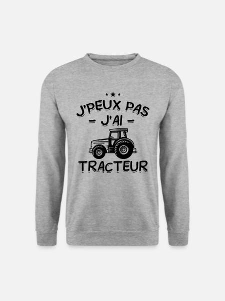 J'Peux Pas ! J'Ai Tracteur 🚜🌾 - Sweat-shirt Unisexe - gris chiné