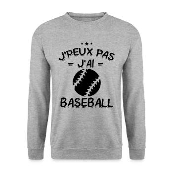 J'Peux Pas ! J'Ai Baseball ⚾ - Sweat-shirt Unisexe - gris chiné - Devant - Alina (178cm) & Michal (187cm)