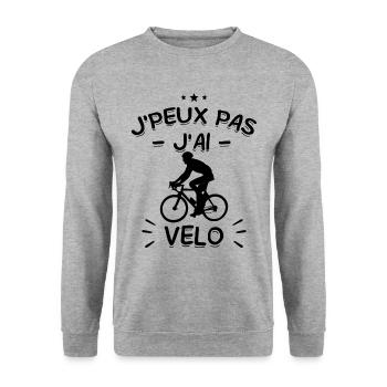 J'Peux Pas ! J'Ai Vélo 🚴‍♂️ - Sweat-shirt Unisexe - gris chiné - Devant - Alina (178cm) & Michal (187cm)