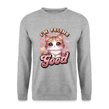Funny Cat Lady, Cat Mom - Unisex Sweatshirt - salt & pepper - Front - Alina (178cm) & Michal (187cm)