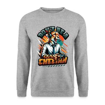 Video Gaming Cheetaah Esport Gaming Nerd Gamer - Unisex Pullover - Weißgrau meliert - Vorne - Alina (178cm) & Michal (187cm)