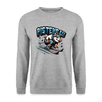 Skier Pig Pistensau Après-ski - Unisex Sweatshirt - salt & pepper - Front - Alina (178cm) & Michal (187cm)