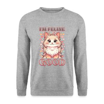 Funny Cat Lady, Cat Mom - Unisex Sweatshirt - salt & pepper - Front - Alina (178cm) & Michal (187cm)