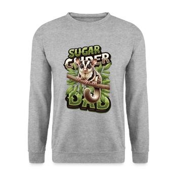 Australische Sugar Glider Kurzkopfgleitbeutler - Unisex Pullover - Weißgrau meliert - Vorne - Alina (178cm) & Michal (187cm)