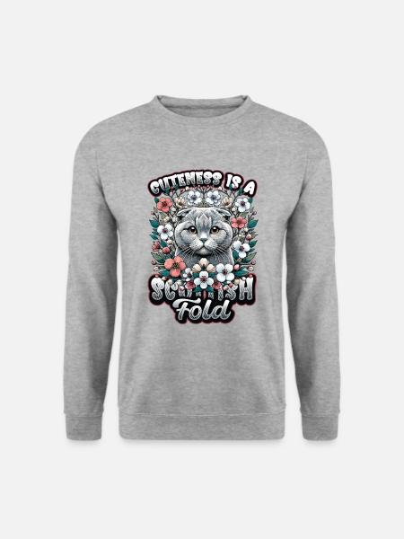 Cute Scottish Fold Cat Motif - Unisex Sweatshirt - salt & pepper
