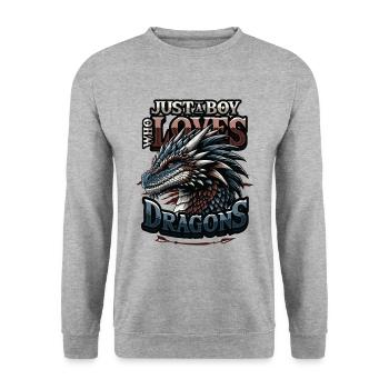 Juste un garçon qui aime les dragons - Boys Dragons - Sweat-shirt Unisexe - gris chiné - Devant - Alina (178cm) & Michal (187cm)