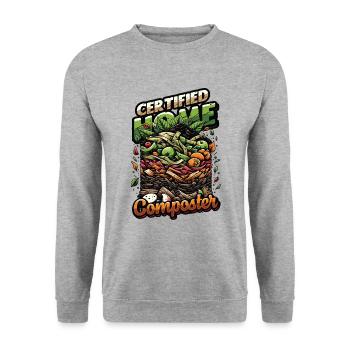 Composting Enthusiast Vermiculture Kompostierung - Unisex Sweatshirt - salt & pepper - Front - Alina (178cm) & Michal (187cm)