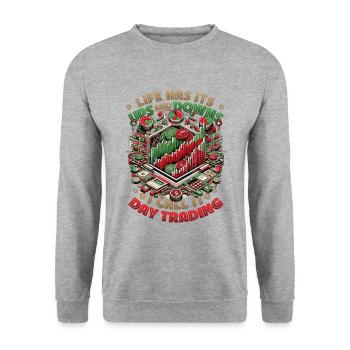 Aktien Börse Trading Chart - Lustiges Daytrader - Unisex Pullover - Weißgrau meliert - Vorne - Alina (178cm) & Michal (187cm)