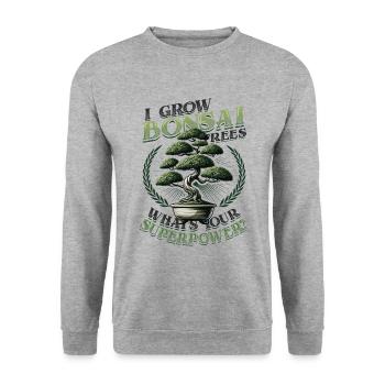 Growing Bonsai Trees Superpower Japanese Bonsai - Unisex Sweatshirt - salt & pepper - Front - Alina (178cm) & Michal (187cm)