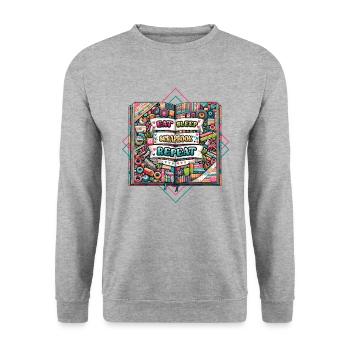 Mädchen Scrapbooking Enthusiast Scrapbook - Unisex Pullover - Weißgrau meliert - Vorne - Alina (178cm) & Michal (187cm)