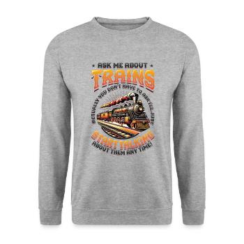 Trainspotting Train Lovers Trains - Sweat-shirt Unisexe - gris chiné - Devant - Alina (178cm) & Michal (187cm)