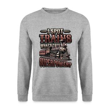 Trainspotting Train Lovers Trains - Sweat-shirt Unisexe - gris chiné - Devant - Alina (178cm) & Michal (187cm)