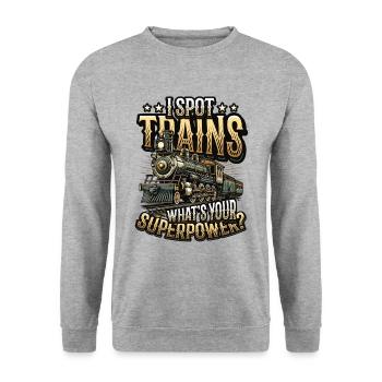 Trainspotting Train Lovers Trains - Sweat-shirt Unisexe - gris chiné - Devant - Alina (178cm) & Michal (187cm)