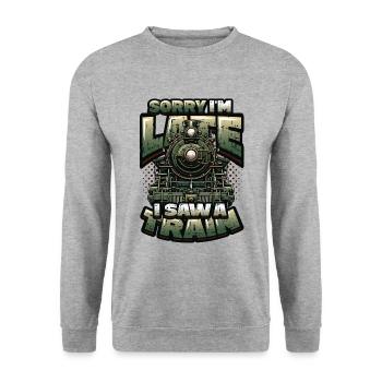 Trainspotting Train Lovers Trains - Sweat-shirt Unisexe - gris chiné - Devant - Alina (178cm) & Michal (187cm)