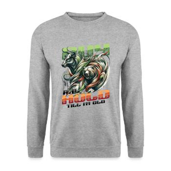 Finanzielle Freiheit Aktien Investor Börse - Unisex Pullover - Weißgrau meliert - Vorne - Alina (178cm) & Michal (187cm)