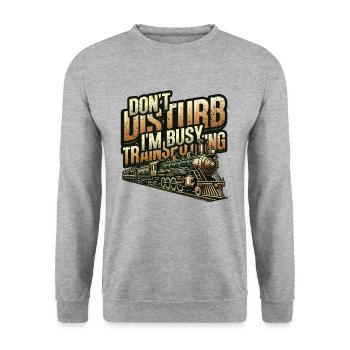 Trainspotting Train Lovers Trains - Sweat-shirt Unisexe - gris chiné - Devant - Alina (178cm) & Michal (187cm)