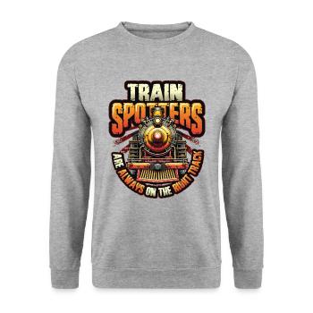 Trainspotting Train Lovers Trains - Sweat-shirt Unisexe - gris chiné - Devant - Alina (178cm) & Michal (187cm)