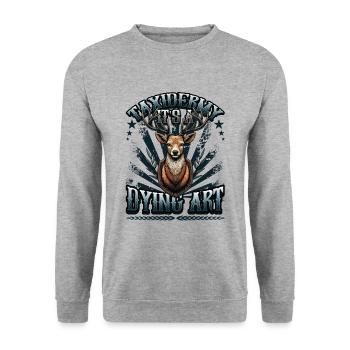 Taxidermy It's A Dying Art Deer Motif - Unisex Sweatshirt - salt & pepper - Front - Alina (178cm) & Michal (187cm)