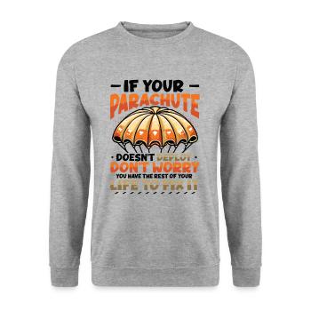 Lustiges Fallschirmspringer - Unisex Pullover - Weißgrau meliert - Vorne - Alina (178cm) & Michal (187cm)