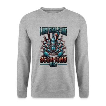 Ich Mag Einfach Skorpione - Unisex Pullover - Weißgrau meliert - Vorne - Alina (178cm) & Michal (187cm)