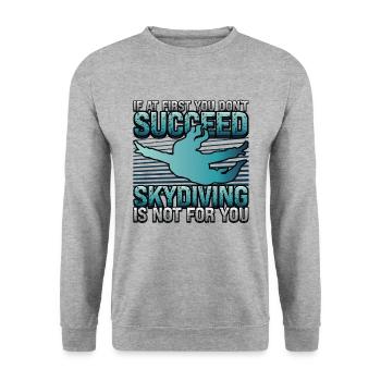 Lustiges Fallschirmspringer - Unisex Pullover - Weißgrau meliert - Vorne - Alina (178cm) & Michal (187cm)