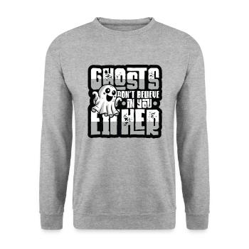 Geister Glauben Auch Nicht An Dich - Unisex Pullover - Weißgrau meliert - Vorne - Alina (178cm) & Michal (187cm)