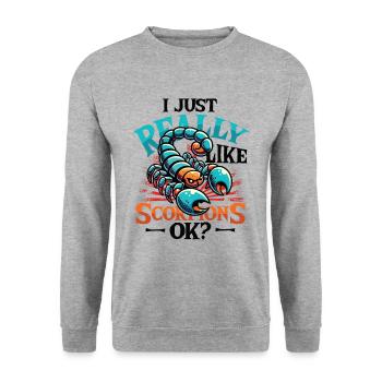 Ich Mag Einfach Skorpione - Unisex Pullover - Weißgrau meliert - Vorne - Alina (178cm) & Michal (187cm)