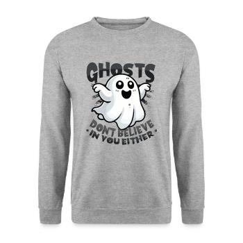 Geister Glauben Auch Nicht An Dich - Unisex Pullover - Weißgrau meliert - Vorne - Alina (178cm) & Michal (187cm)