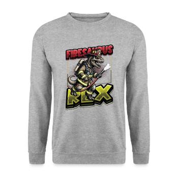 Firesaurus Rex Feuerwehr Dinosaurier Abenteuer - Unisex Pullover - Weißgrau meliert - Vorne - Alina (178cm) & Michal (187cm)
