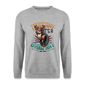 Taxidermy It's A Dying Art Deer Motif - Unisex Sweatshirt - salt & pepper - Front - Alina (178cm) & Michal (187cm)