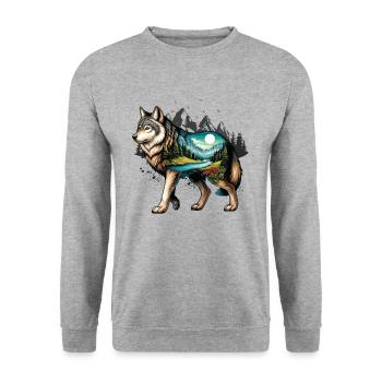 Wilderness Inside the Bear Retro Vintage - Unisex Sweatshirt - salt & pepper - Front - Alina (178cm) & Michal (187cm)