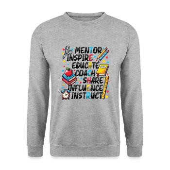 Mentor Inspire Educate Coach Lehrer - Unisex Pullover - Weißgrau meliert - Vorne - Alina (178cm) & Michal (187cm)