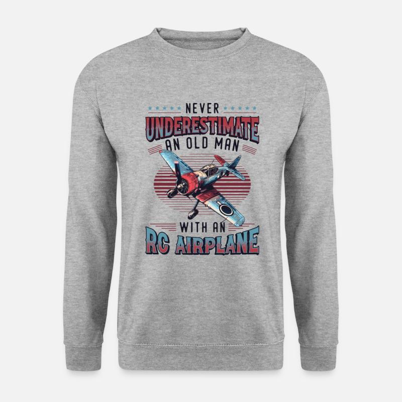 Old man with model airplane - Unisex Sweatshirt - salt & pepper