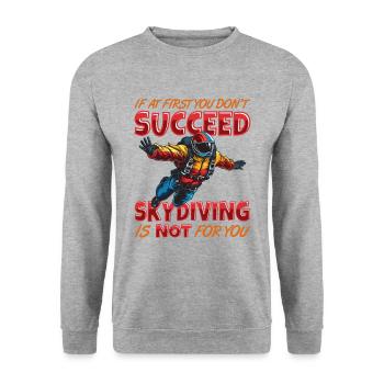 Lustiges Fallschirmspringer - Unisex Pullover - Weißgrau meliert - Vorne - Alina (178cm) & Michal (187cm)