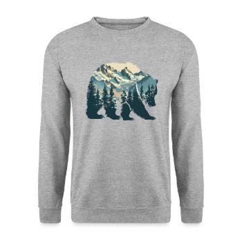 Wilderness Inside the Bear Retro Vintage - Unisex Sweatshirt - salt & pepper - Front - Alina (178cm) & Michal (187cm)