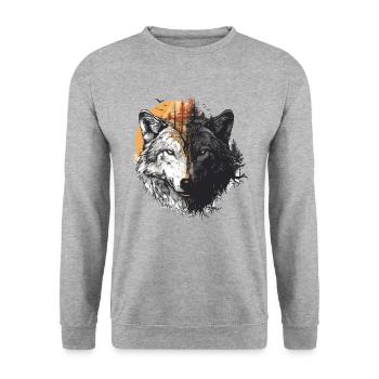 Wilderness Inside the Bear Retro Vintage - Unisex Sweatshirt - salt & pepper - Front - Alina (178cm) & Michal (187cm)