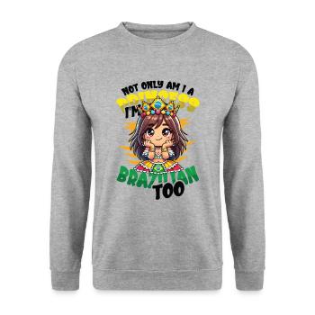 Mädchen Brazilianische Herkunft Brasilien - Unisex Pullover - Weißgrau meliert - Vorne - Alina (178cm) & Michal (187cm)