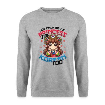 Mädchen Koreanische Herkunft Südkorea - Unisex Pullover - Weißgrau meliert - Vorne - Alina (178cm) & Michal (187cm)
