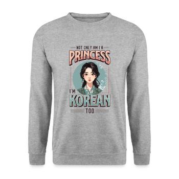 Mädchen Koreanische Herkunft Südkorea - Unisex Pullover - Weißgrau meliert - Vorne - Alina (178cm) & Michal (187cm)