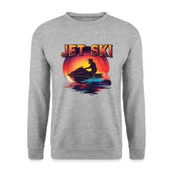 Jet Ski Adventure Retro Summer - Unisex Sweatshirt - salt & pepper - Front - Alina (178cm) & Michal (187cm)
