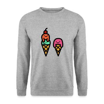 Ice Cream Summer Minimalist - Unisex Sweatshirt - salt & pepper - Front - Alina (178cm) & Michal (187cm)